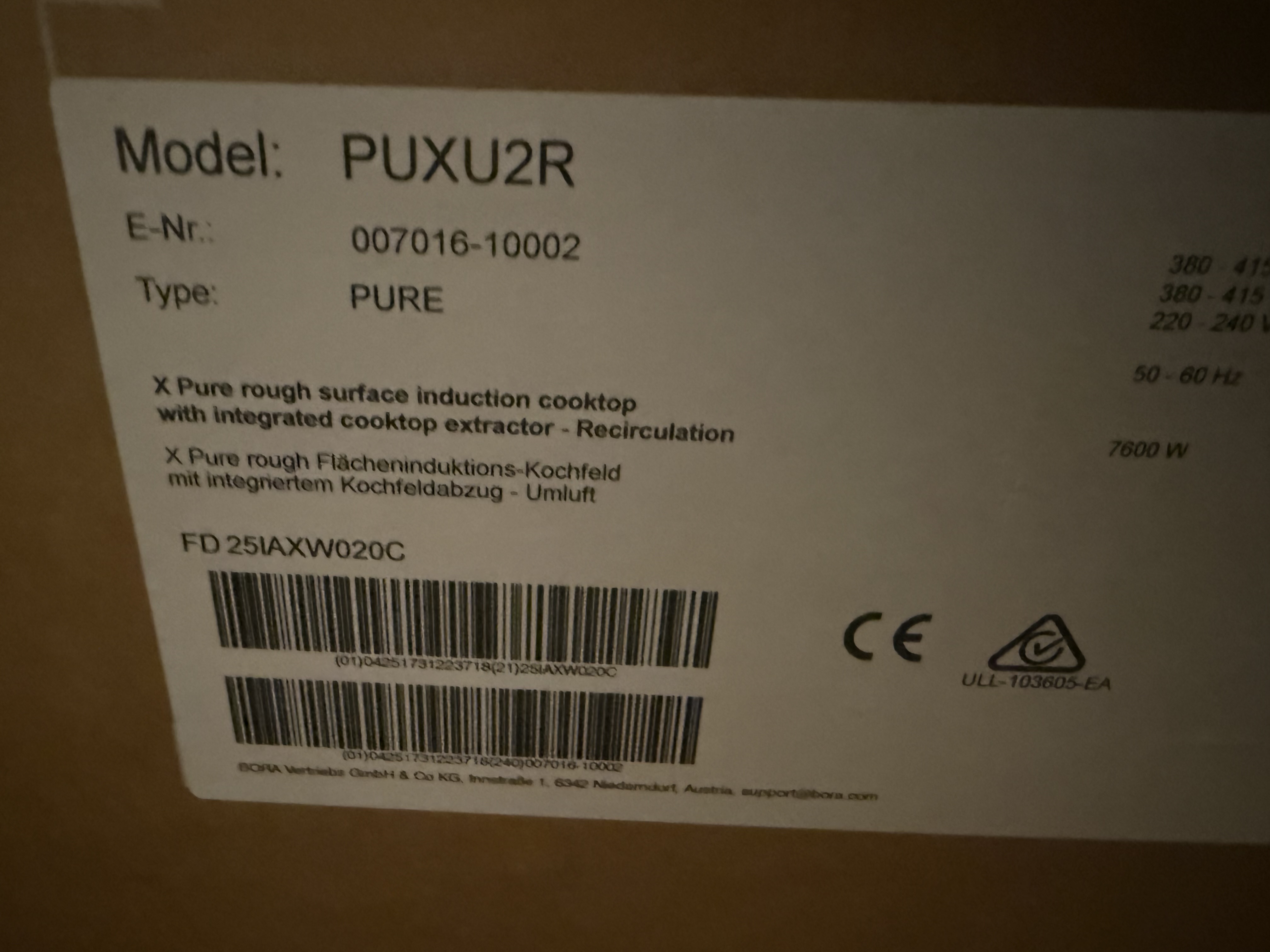 BORA PUXU2R – Neu (B-Ware) – 2 Jahre Herstellergarantie